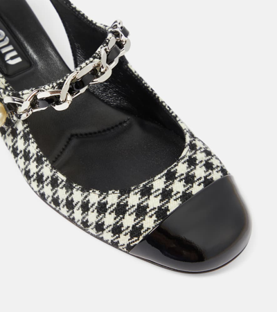 Miu Miu Gingham Patent Mary Jane Slingback Pumps In Multicoloured