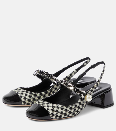 Miu Miu Gingham Patent Mary Jane Slingback Pumps In Multicoloured