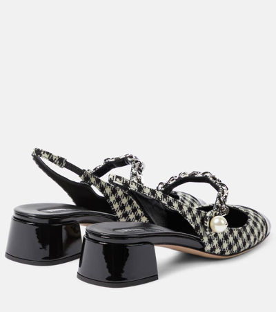 Miu Miu Gingham Patent Mary Jane Slingback Pumps In Multicoloured