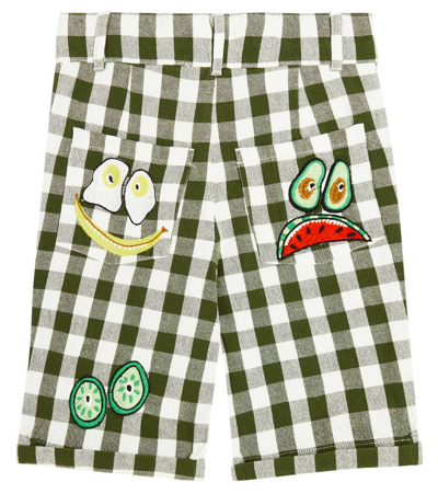 Shop Stella Mccartney Appliqué Checked Cotton Shorts In Multicolor