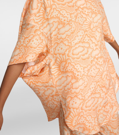 Stella Mccartney Printed Silk Blouse In Multicolor Orange