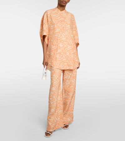 Stella Mccartney Printed Silk Blouse In Multicolor Orange