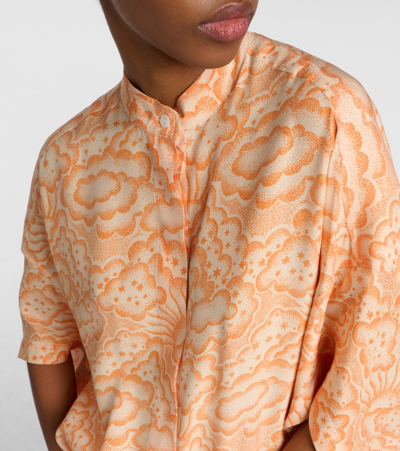 Stella Mccartney Printed Silk Blouse In Multicolor Orange
