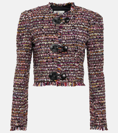 Shop Isabel Marant Gradilia Cropped Wool-blend Jacket In Purple
