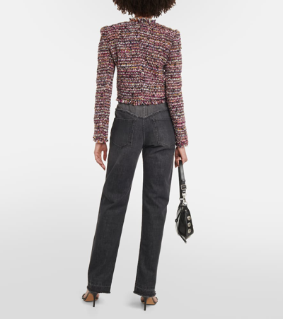 Shop Isabel Marant Gradilia Cropped Wool-blend Jacket In Purple