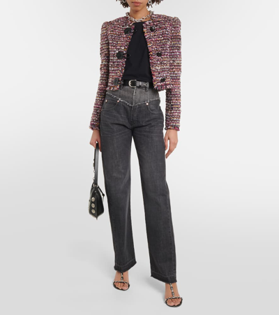 Shop Isabel Marant Gradilia Cropped Wool-blend Jacket In Purple