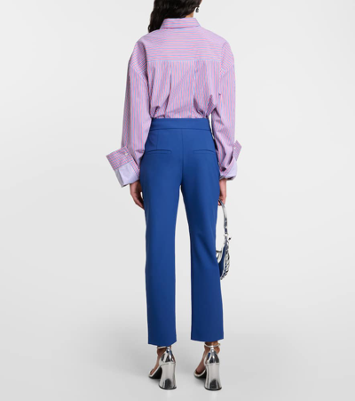 Shop Veronica Beard Renzo High-rise Cropped Slim Pants In Blue