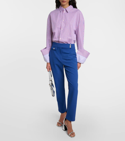 Shop Veronica Beard Renzo High-rise Cropped Slim Pants In Blue