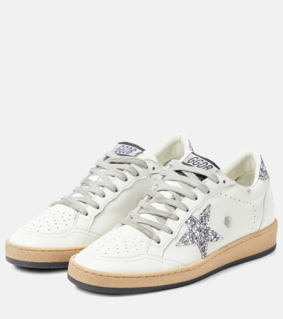 Shop Golden Goose Ball Star Leather Sneakers In White