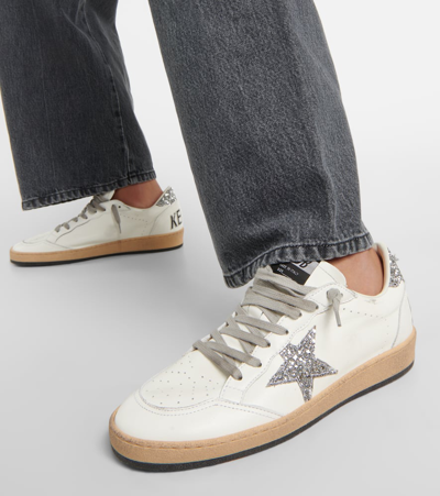 Shop Golden Goose Ball Star Leather Sneakers In White