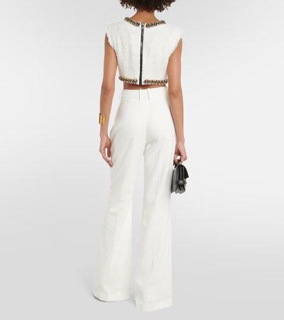 Balmain Stretch-crepe Wide Leg Pants In White