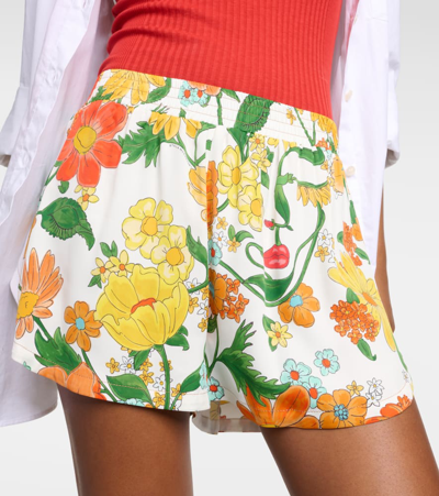 Shop Stella Mccartney Printed Mid-rise Shorts In Orange