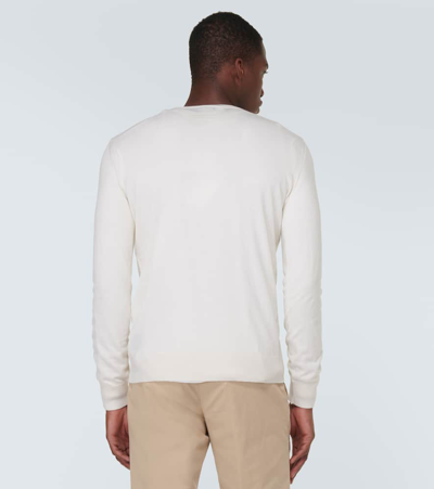 Zegna Crossover Silk-cashmere Crewneck Sweater In White