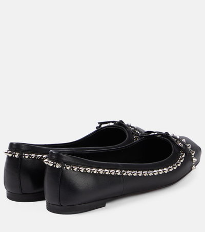 Shop Christian Louboutin Mamadrague Spikes Embellished Leather Ballet Flats In Black