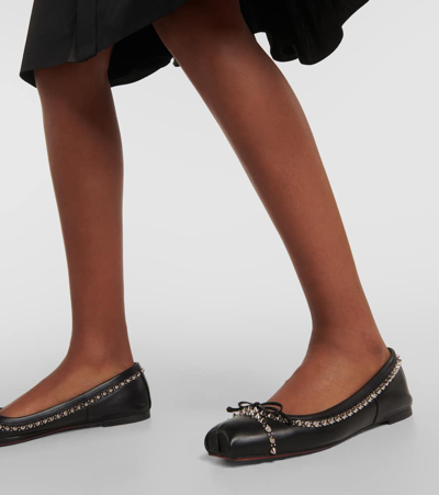 Christian Louboutin Mamadrague Spikes Embellished Leather Ballet Flats In Black