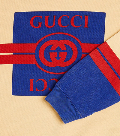 Shop Gucci Logo Printed Cotton Jersey Sweatshirt In Multicoloured