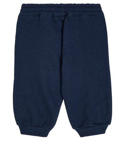 Shop Gucci Baby Logo Cotton Jersey Sweatpants In Blue