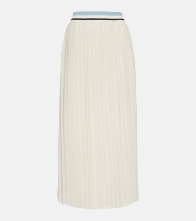 Shop Moncler Pleated Georgette Midi Skirt In White