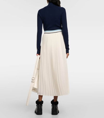 Shop Moncler Pleated Georgette Midi Skirt In White