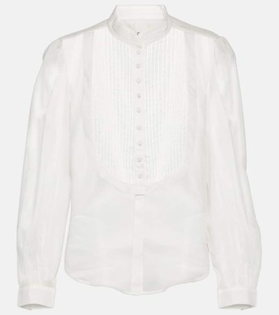 Shop Isabel Marant Balesa Cotton And Silk Shirt In White
