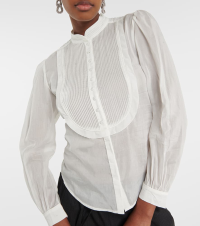 Shop Isabel Marant Balesa Cotton And Silk Shirt In White
