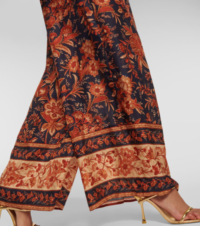 Shop Zimmermann Junie Silk Wide-leg Pants In Multicoloured