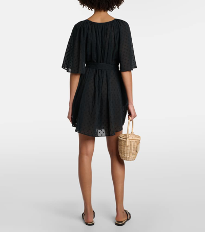 Shop Marysia Point D'esprit Cotton Minidress In Black