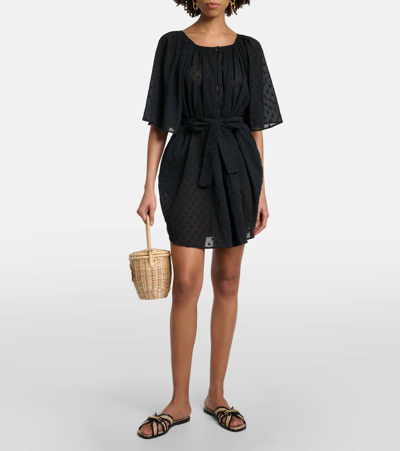 Shop Marysia Point D'esprit Cotton Minidress In Black