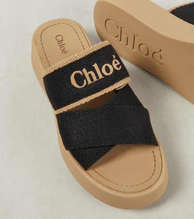 Shop Chloé Mila Logo Slides In Black