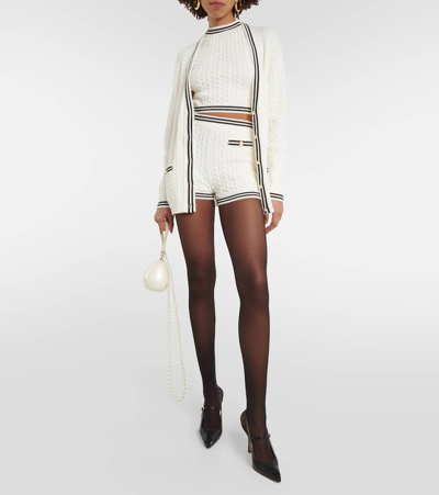 Shop Alessandra Rich Cable-knit Cotton Sweater Vest In White
