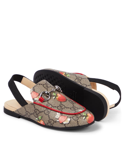 Gucci X Peter Rabbit Gg Princetown Leather Slippers In Beige