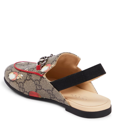 Gucci X Peter Rabbit Gg Princetown Leather Slippers In Beige