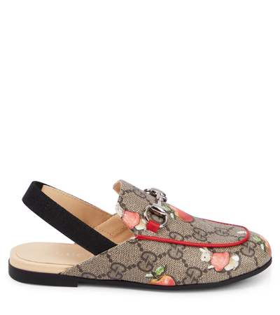 Gucci X Peter Rabbit Gg Princetown Leather Slippers In Beige