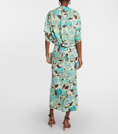 Stella Mccartney Womens Multicolor Mint Floral-print Split-hem Stretch-woven Maxi Dress In Multicoloured