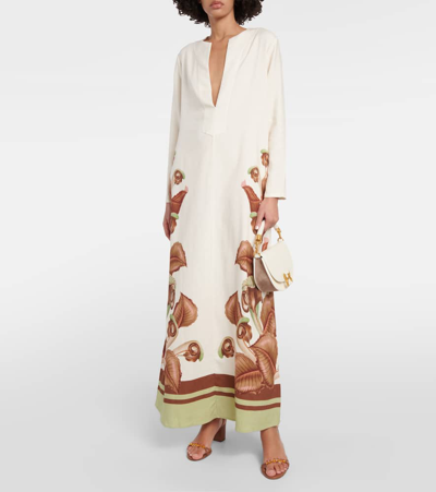 Adriana Degreas Arisaema Printed Maxi Dress In White