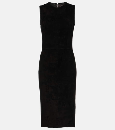 Shop Stouls Eva Leather Midi Dress In Black
