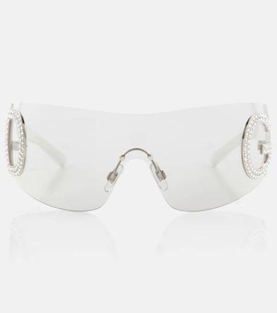 Shop Dolce & Gabbana Re-edition Shield Sunglasses In White