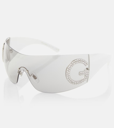 Shop Dolce & Gabbana Re-edition Shield Sunglasses In White