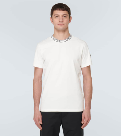Shop Moncler Cotton Jersey T-shirt In White