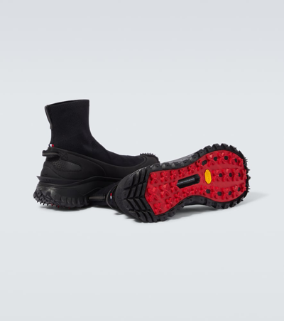 Shop Moncler Trailgrip Knit Sneakers In Black