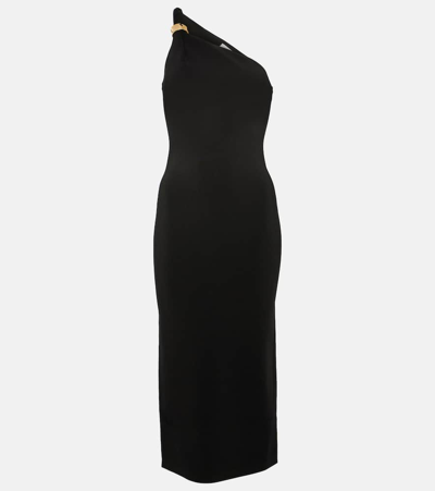 Shop Galvan One-shoulder Midi Dress In Black