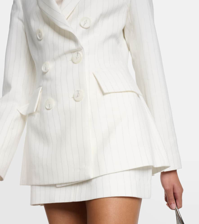 Shop Alex Perry Pinstripe Double-breasted Blazer In White