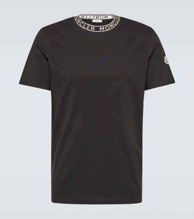 Shop Moncler Cotton Jersey T-shirt In Black
