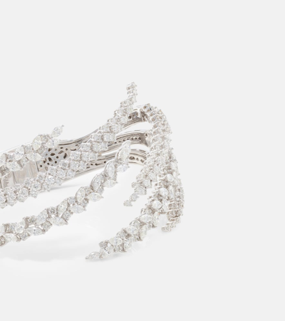 Yeprem 8kt White Gold Cuff With Diamonds In Silver