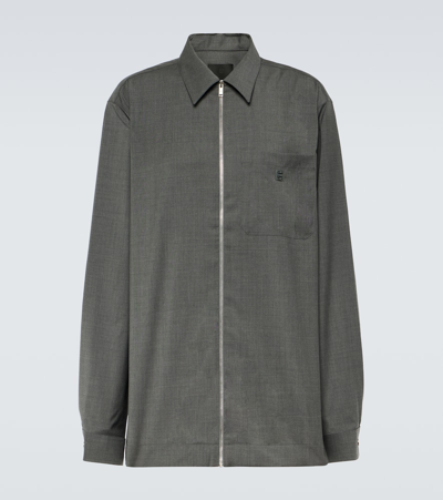 Shop Givenchy Virgin Wool Shirt In Grey