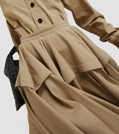 Bottega Veneta Layered Pleated Cotton-poplin Midi Skirt In Beige