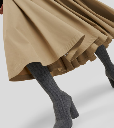Bottega Veneta Layered Pleated Cotton-poplin Midi Skirt In Beige