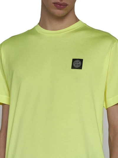 Shop Stone Island T-shirts And Polos In Fluorescent Yellow