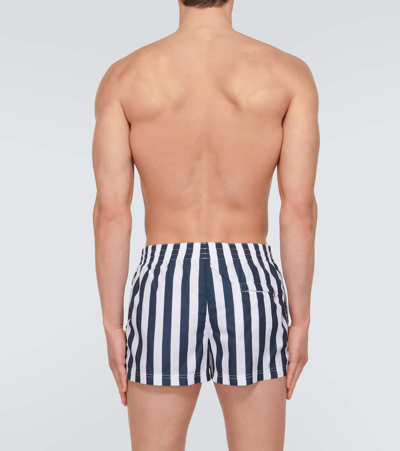 Shop Dolce & Gabbana Striped Swim Trunks In White