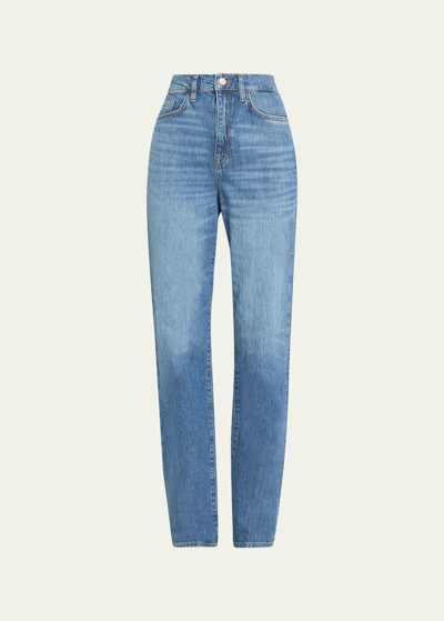 Triarchy Ms.  V-high Rise Straight-leg Jeans In Medium Indigo